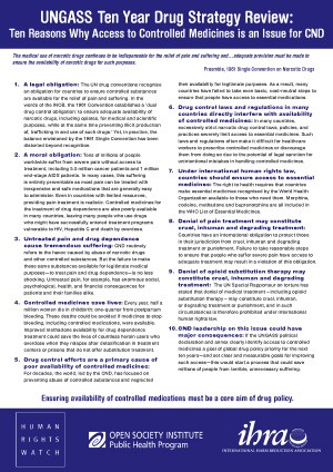 Ten Reasons Why Access to Controlled Medicines is an Issue for CND