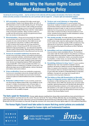 Ten Reasons Why the Human Rights Council Must Address Drug Policy